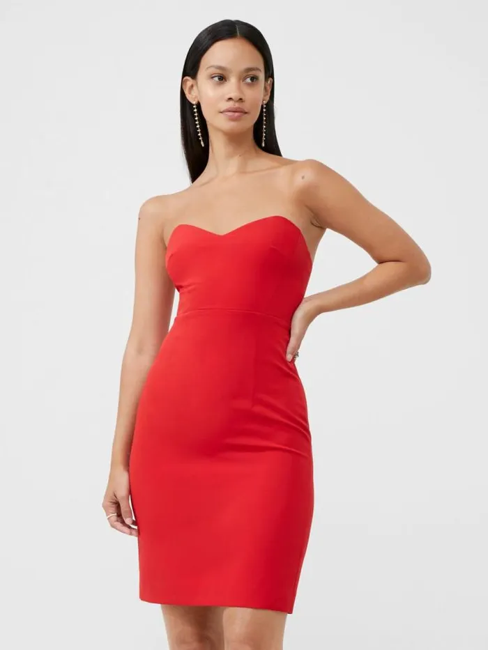 French Connection Echo Crepe Mini Dress Royal Scarlet Women Dresses