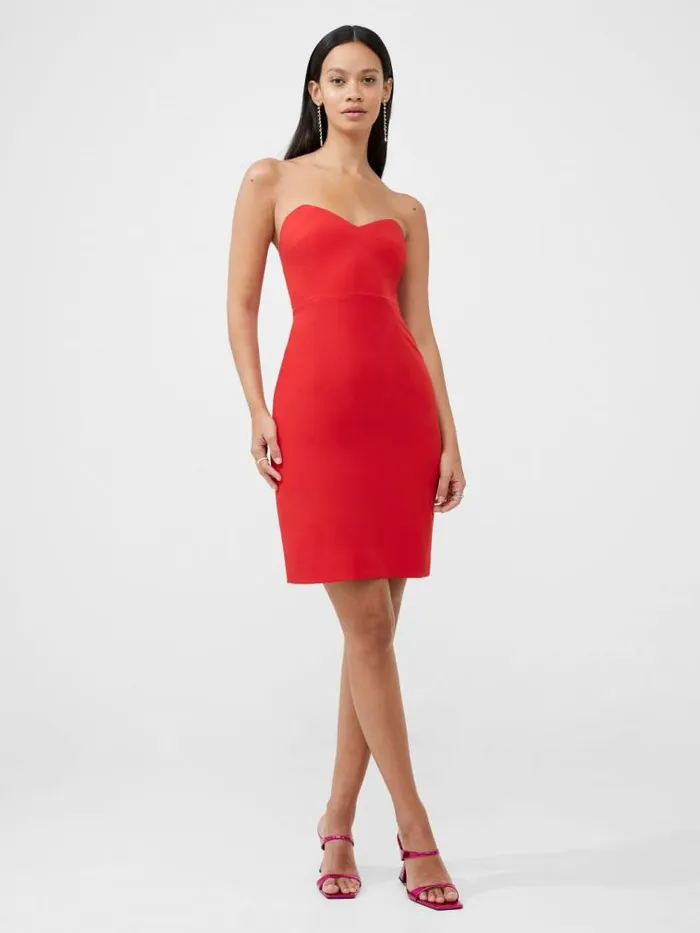 French Connection Echo Crepe Mini Dress Royal Scarlet Women Dresses