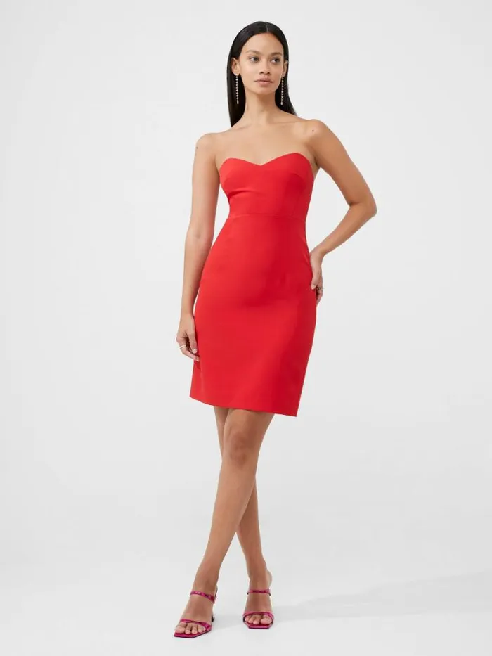 French Connection Echo Crepe Mini Dress Royal Scarlet Women Dresses