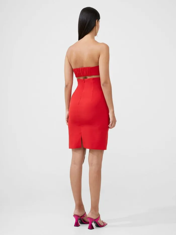 French Connection Echo Crepe Mini Dress Royal Scarlet Women Dresses