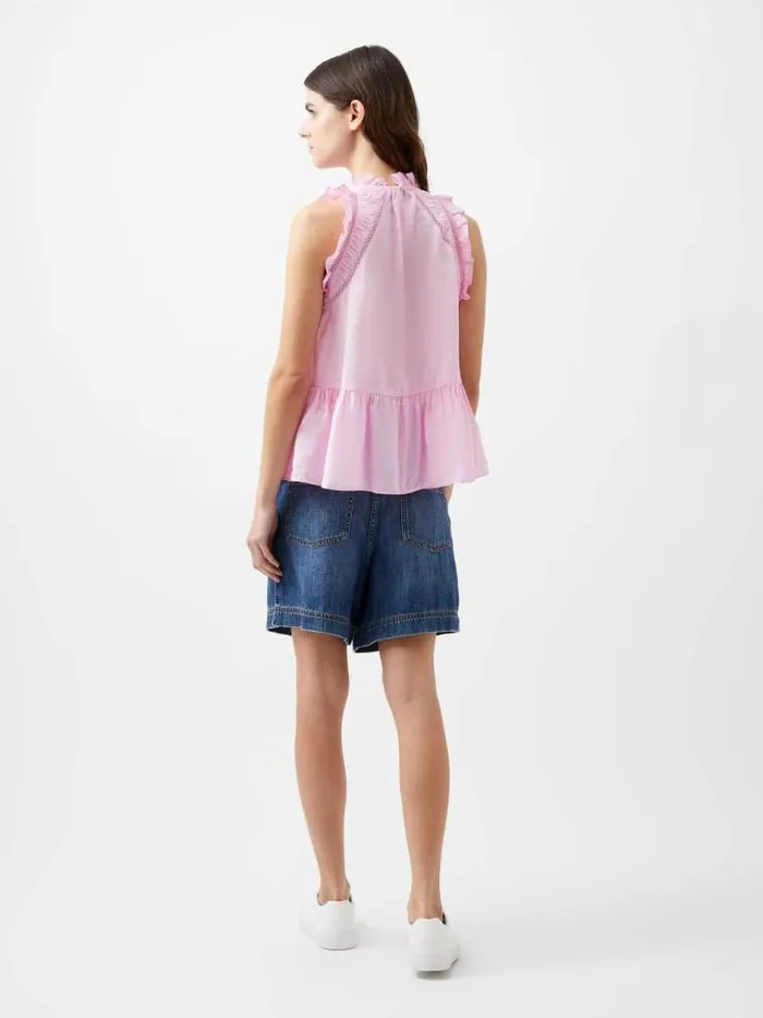 French Connection Emily Frill Top Strawberry Shake Women Tops
