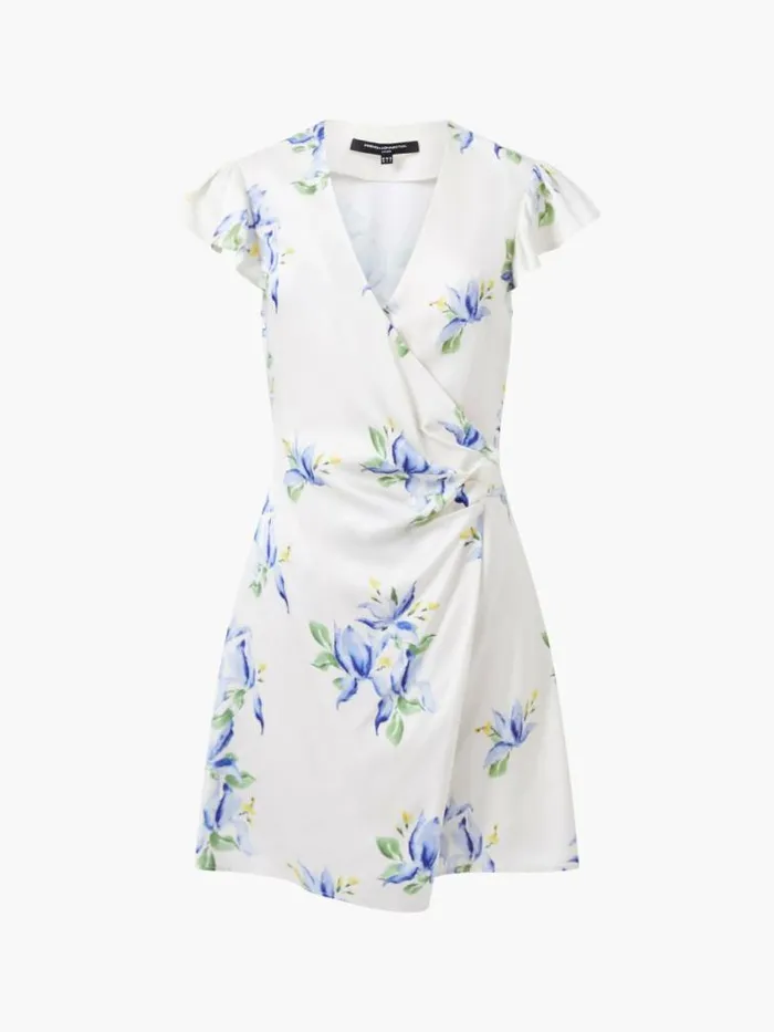 French Connection Ennis Vivian Eco Satin Wrap Dress Pale Iris Multi Women Dresses French Connection Ennis Vivian Eco Satin Wrap Dress Pale Iris Multi Women Dresses