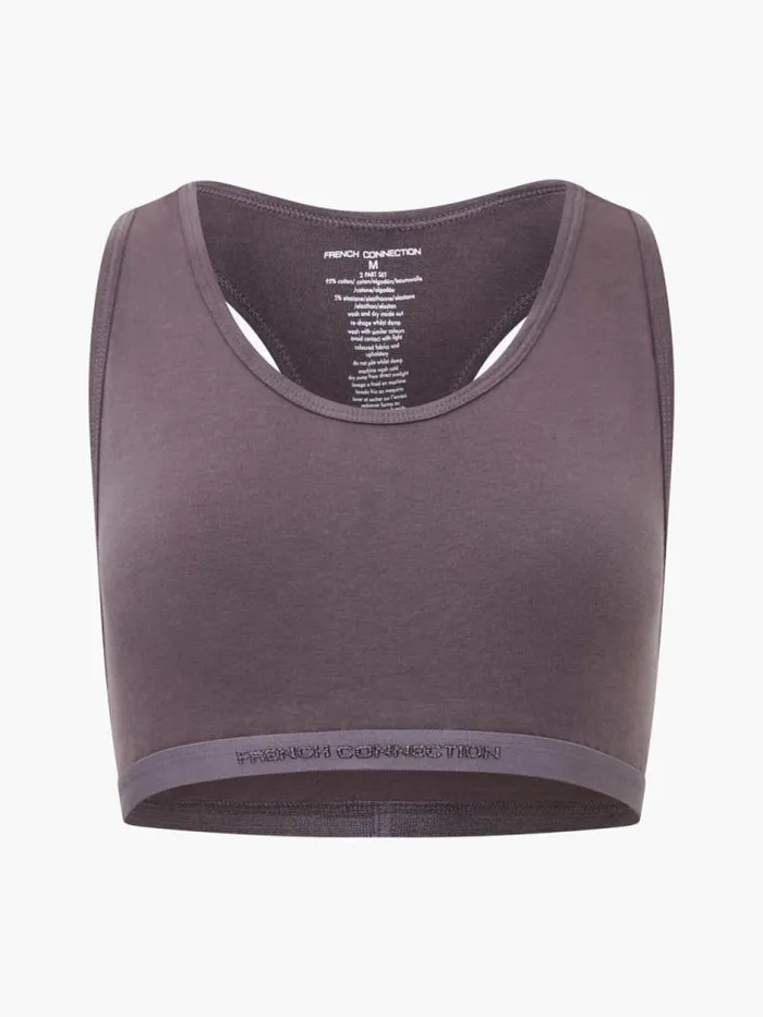 French Connection Fc 2 Pack Crop Top Tonal Blue Tempestgrey Excalibor Women Underwear and Socks