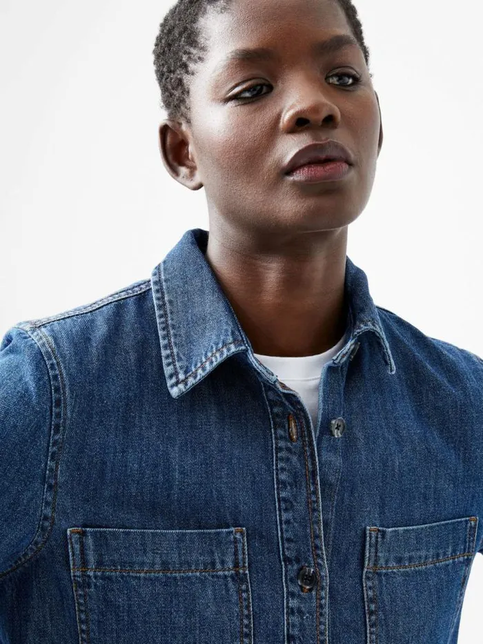 French Connection Finley Denim Long Sleeve Shirt Vintage Women Tops