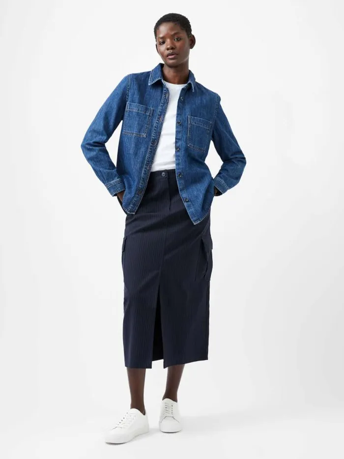 French Connection Finley Denim Long Sleeve Shirt Vintage Women Tops