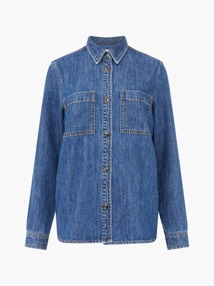 French Connection Finley Denim Long Sleeve Shirt Vintage Women Tops