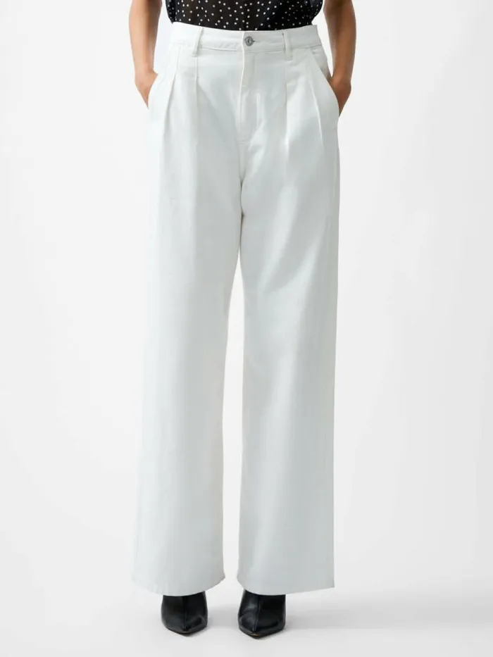French Connection Finley Denim Wide Leg Jeans 32 Inch Ecru Women Trousers