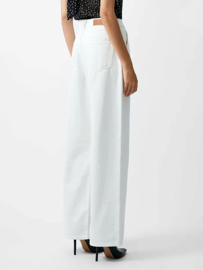 French Connection Finley Denim Wide Leg Jeans 32 Inch Ecru Women Trousers