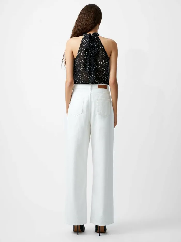 French Connection Finley Denim Wide Leg Jeans 32 Inch Ecru Women Trousers