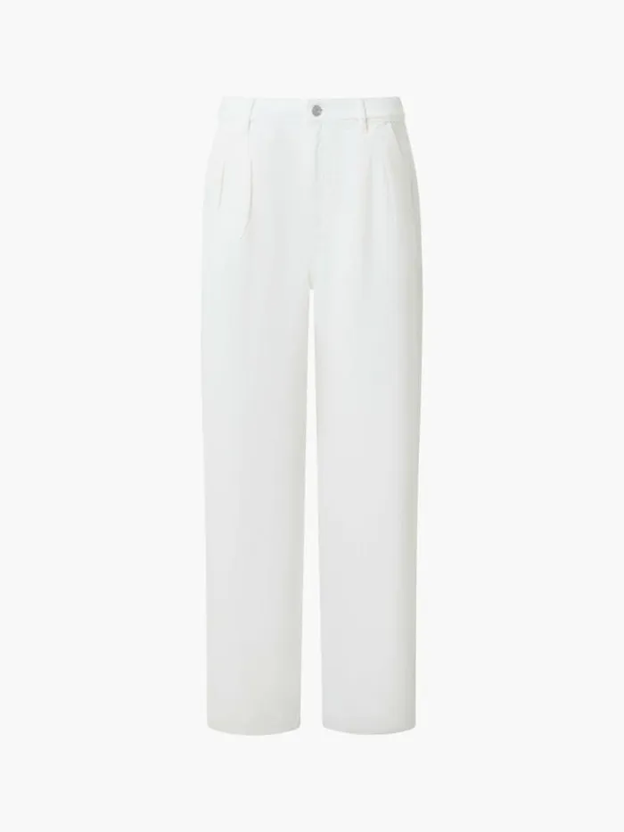 French Connection Finley Denim Wide Leg Jeans 32 Inch Ecru Women Trousers