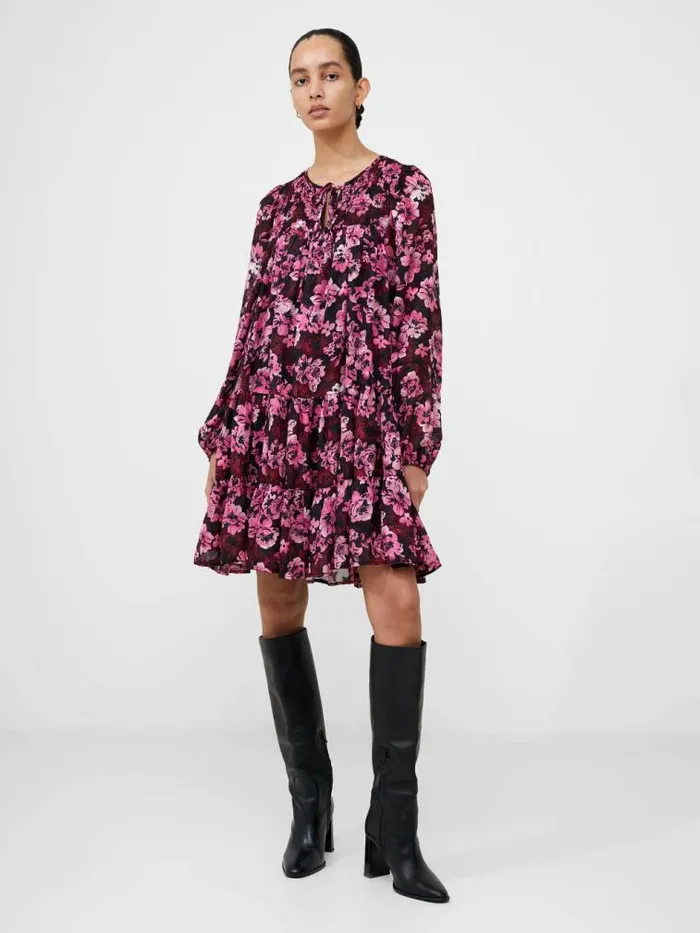 French Connection Floral Smock Mini Dress Pink Multi Women Dresses