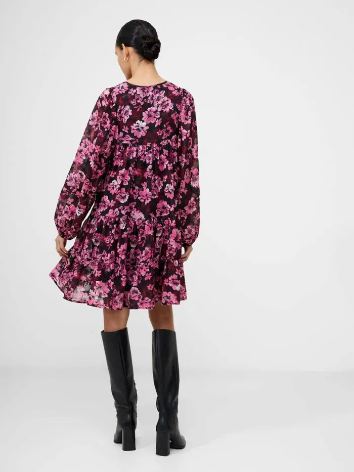 French Connection Floral Smock Mini Dress Pink Multi Women Dresses