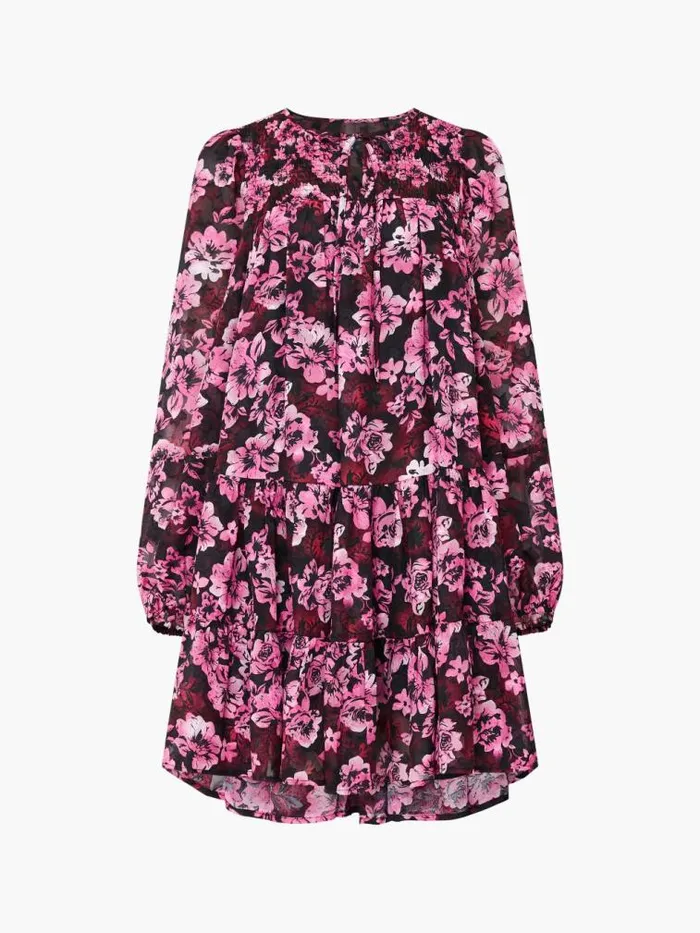 French Connection Floral Smock Mini Dress Pink Multi Women Dresses