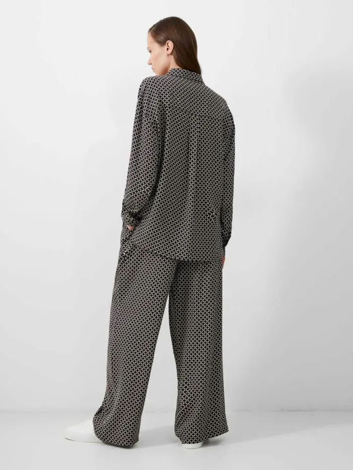French Connection Geo ButtonDown Shirt Choc Torteclas Crea Women Tops