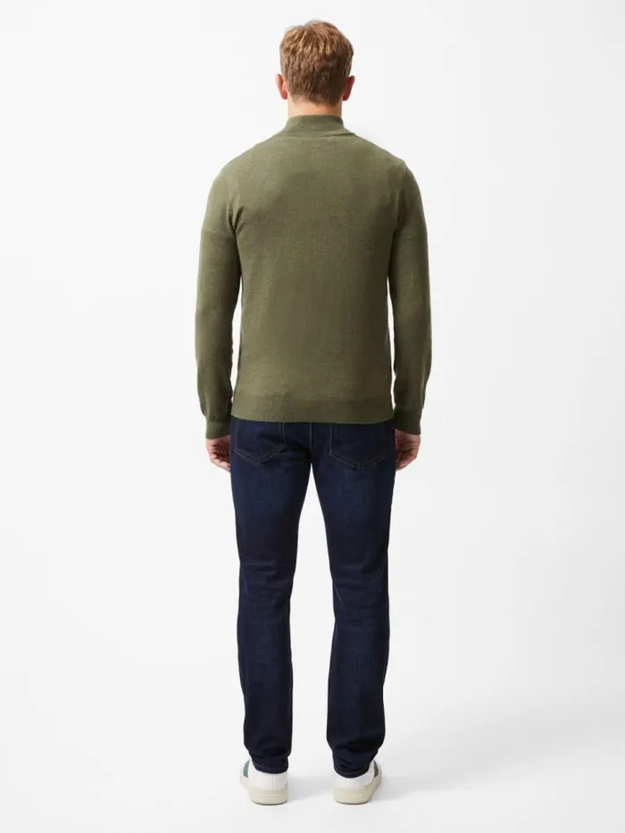 French Connection Half Zip Knitted Jumper Olive Green Men Knitwear