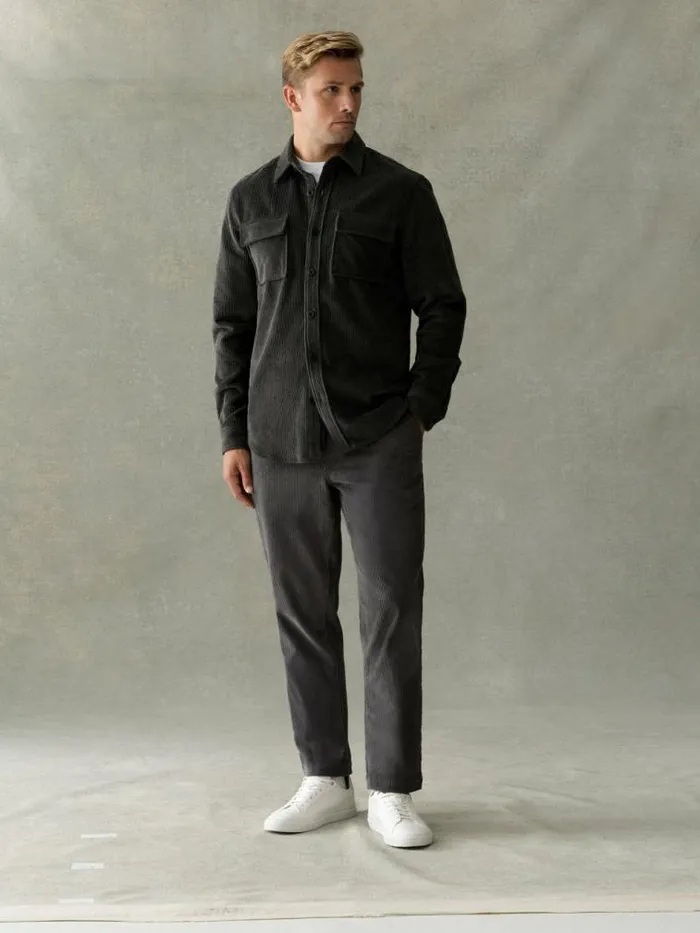 French Connection Jumbo Cord Shirt Dark Grey Men Shirts