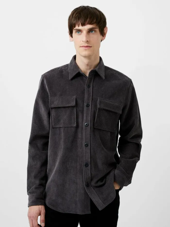 French Connection Jumbo Cord Shirt Dark Grey Men Shirts