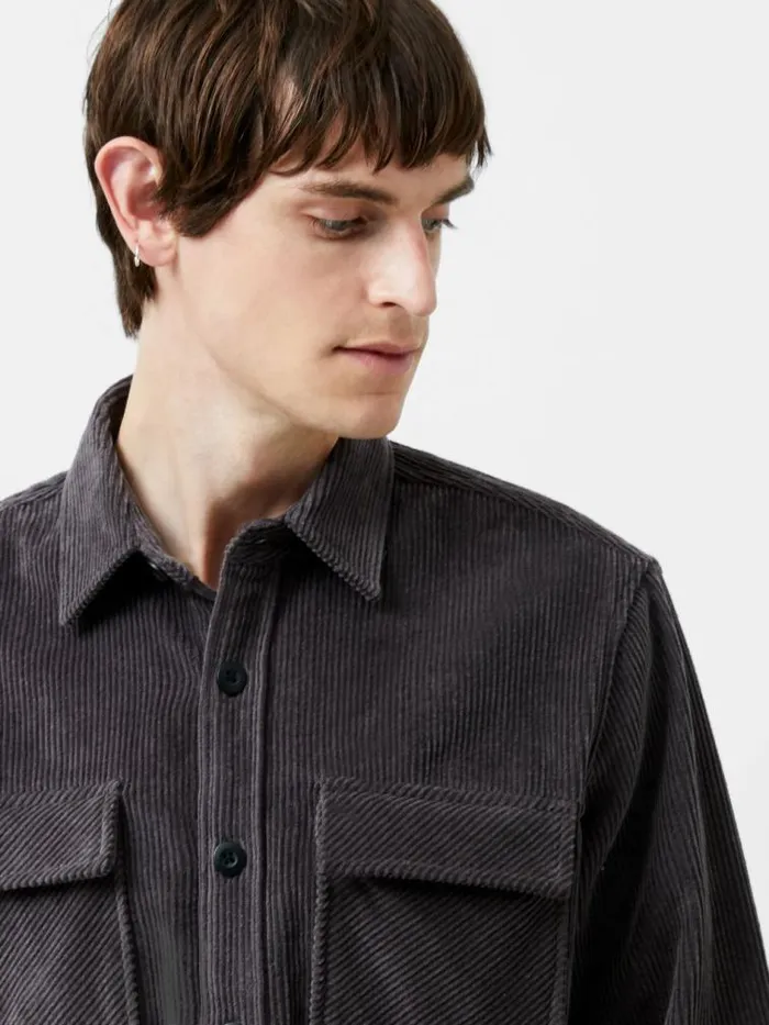 French Connection Jumbo Cord Shirt Dark Grey Men Shirts