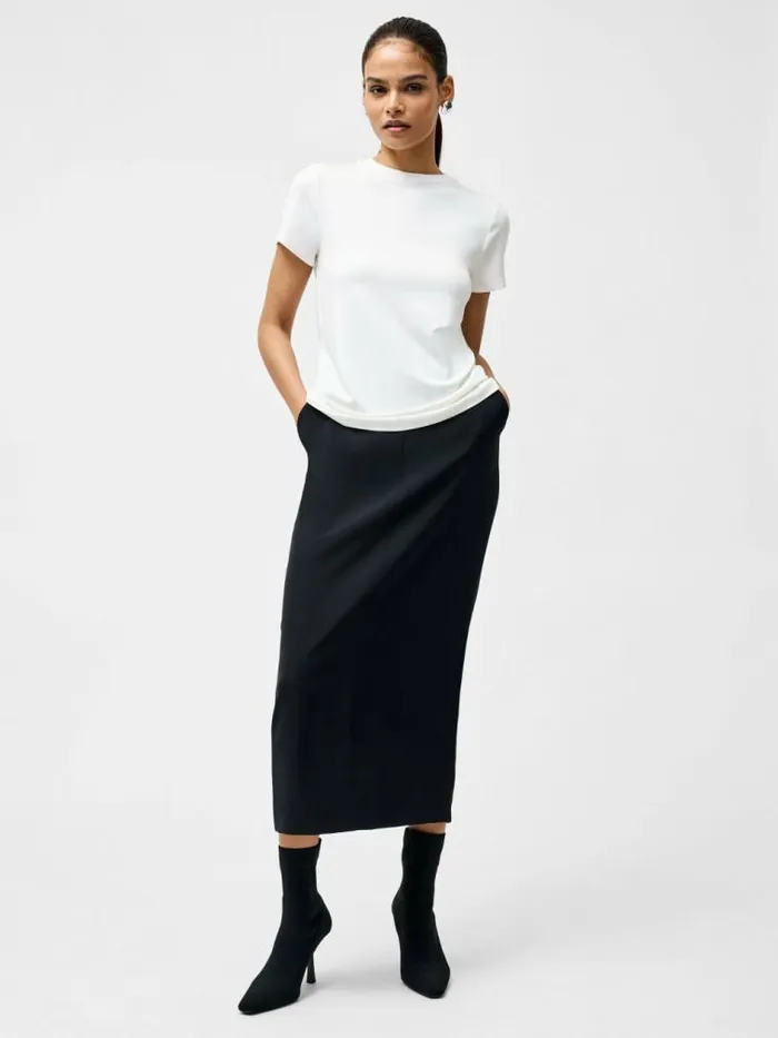 French Connection Justine Jersey Back Ruching TShirt Summer White Women Tops