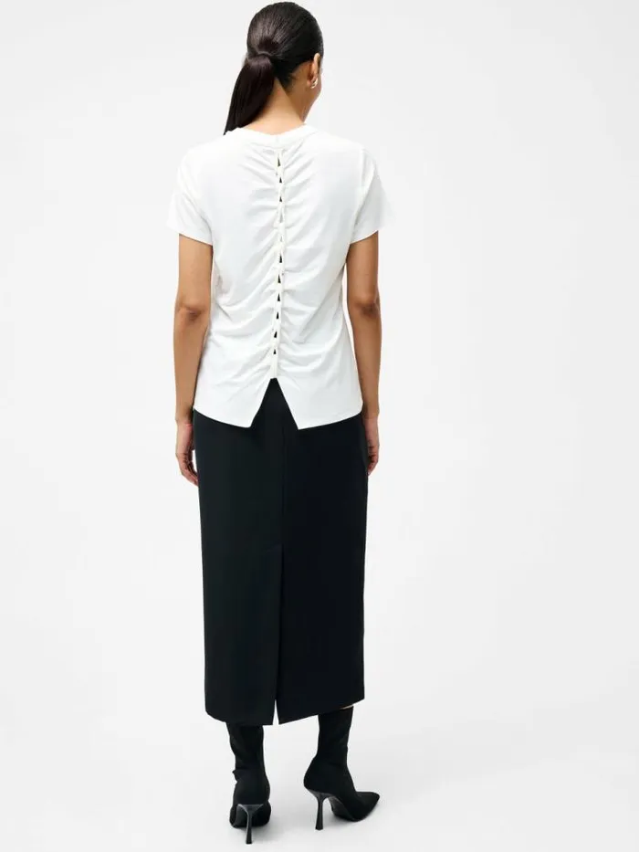 French Connection Justine Jersey Back Ruching TShirt Summer White Women Tops