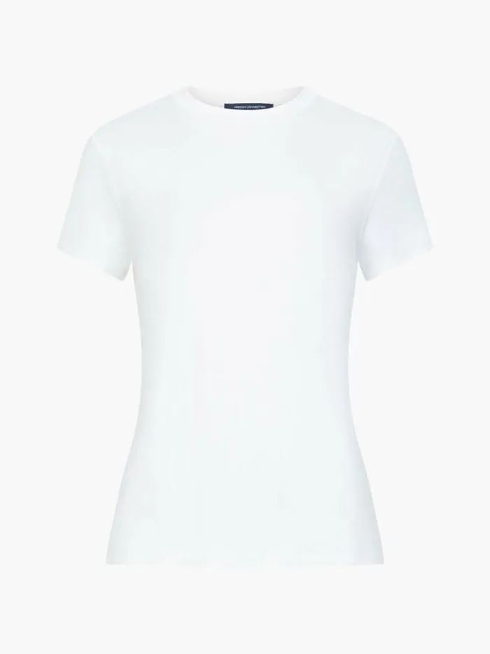 French Connection Justine Jersey Back Ruching TShirt Summer White Women Tops