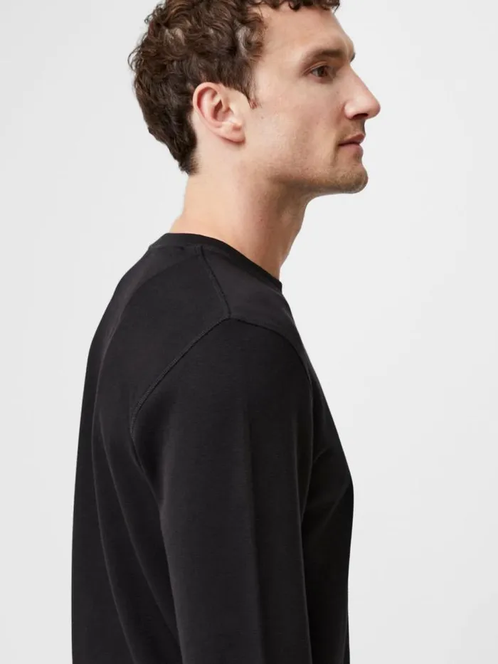 French Connection Long Sleeve Crew Neck Top Black Men TShirts and Polo Shirts