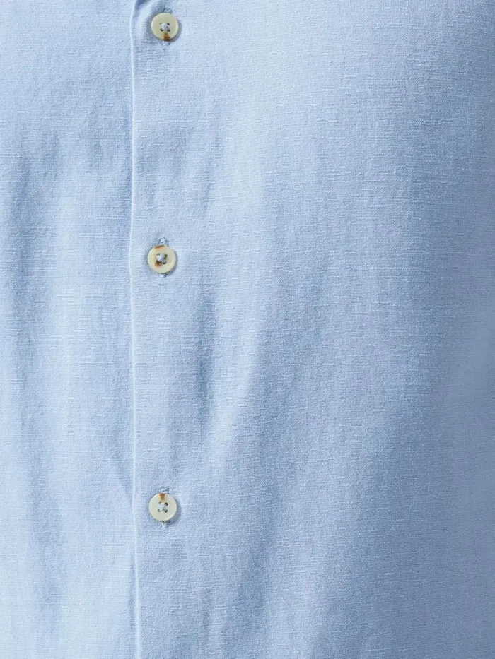 French Connection Long Sleeve Linen Blend Shirt Light Blue Men Shirts