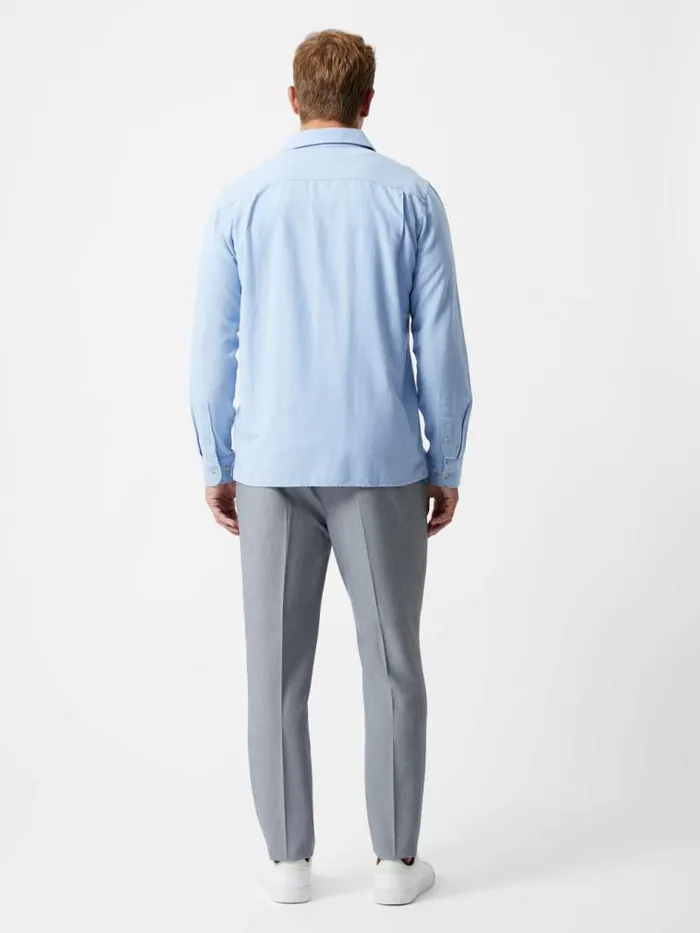 French Connection Long Sleeve Linen Blend Shirt Light Blue Men Shirts