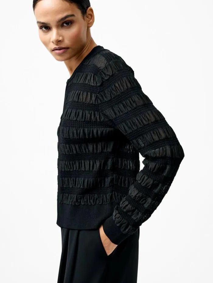 French Connection Melba Textured Long Sleeve Cardigan Black Women Jumpers and Cardigans French Connection Melba Textured Long Sleeve Cardigan Black Women Jumpers and Cardigans