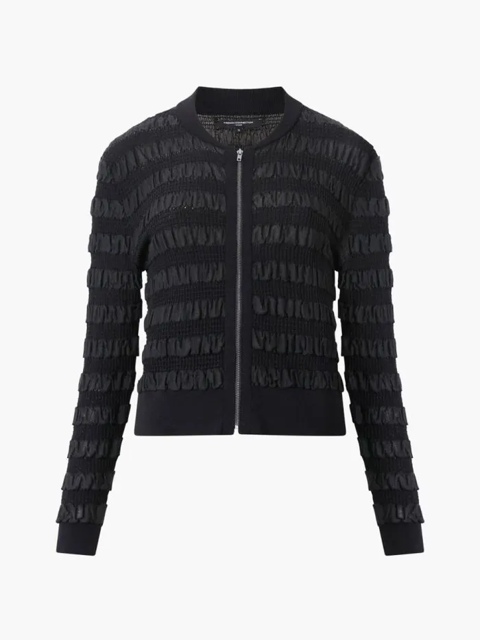 French Connection Melba Textured Long Sleeve Cardigan Black Women Jumpers and Cardigans