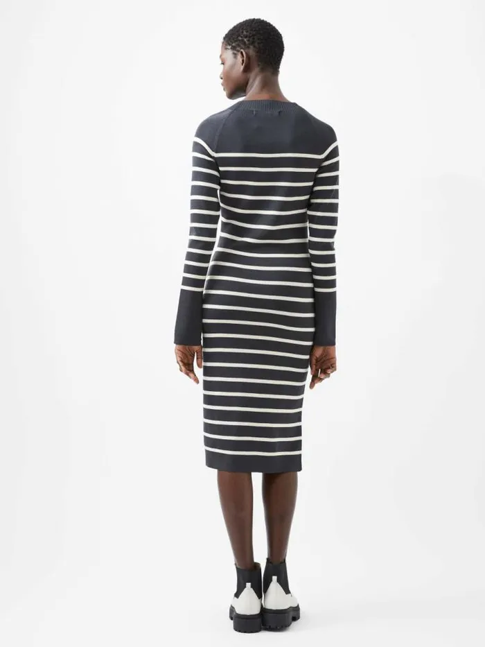 French Connection Milena Striped Knit Midi Dress Moonlesscream Women Dresses