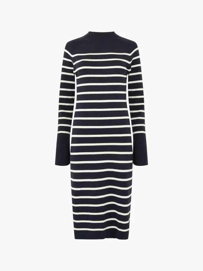 French Connection Milena Striped Knit Midi Dress Moonlesscream Women Dresses