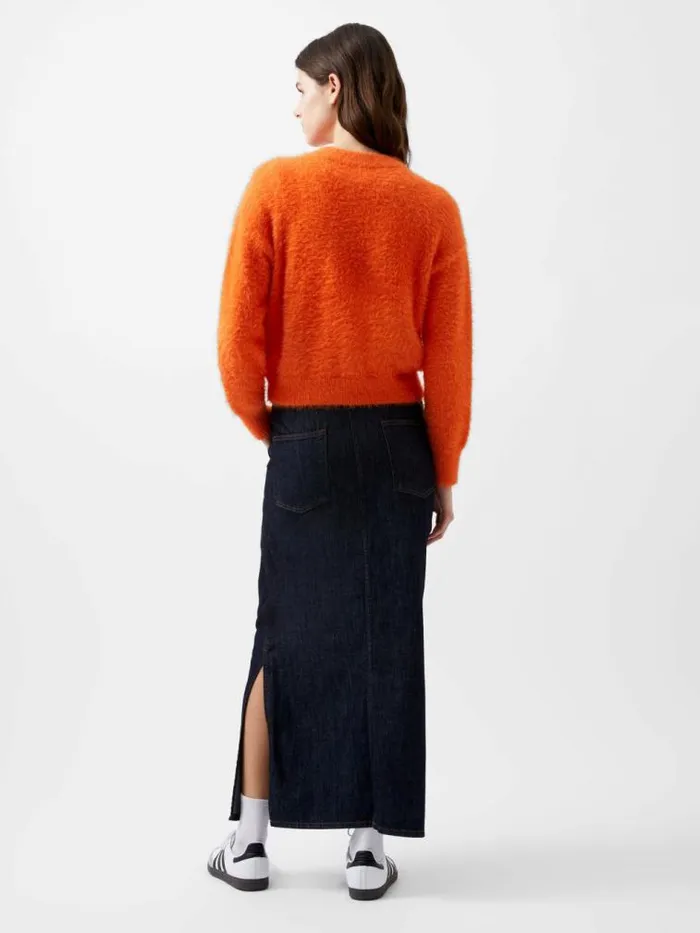 French Connection Molly Feather Long Sleeve Cardigan Coral Rose Women Jumpers and Cardigans