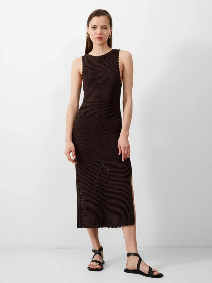 French Connection Momo Nellis Crochet Dress Chocolate Torte Women Dresses