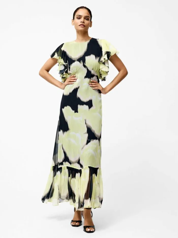 French Connection Natalie Emina Chiffon Maxi Dress Light Lime Green Multi Women Dresses French Connection Natalie Emina Chiffon Maxi Dress Light Lime Green Multi Women Dresses