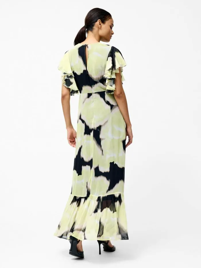 French Connection Natalie Emina Chiffon Maxi Dress Light Lime Green Multi Women Dresses