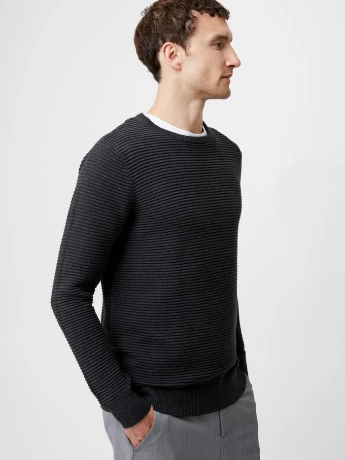 French Connection Ottoman Jumper Charcoal Melange Men Knitwear