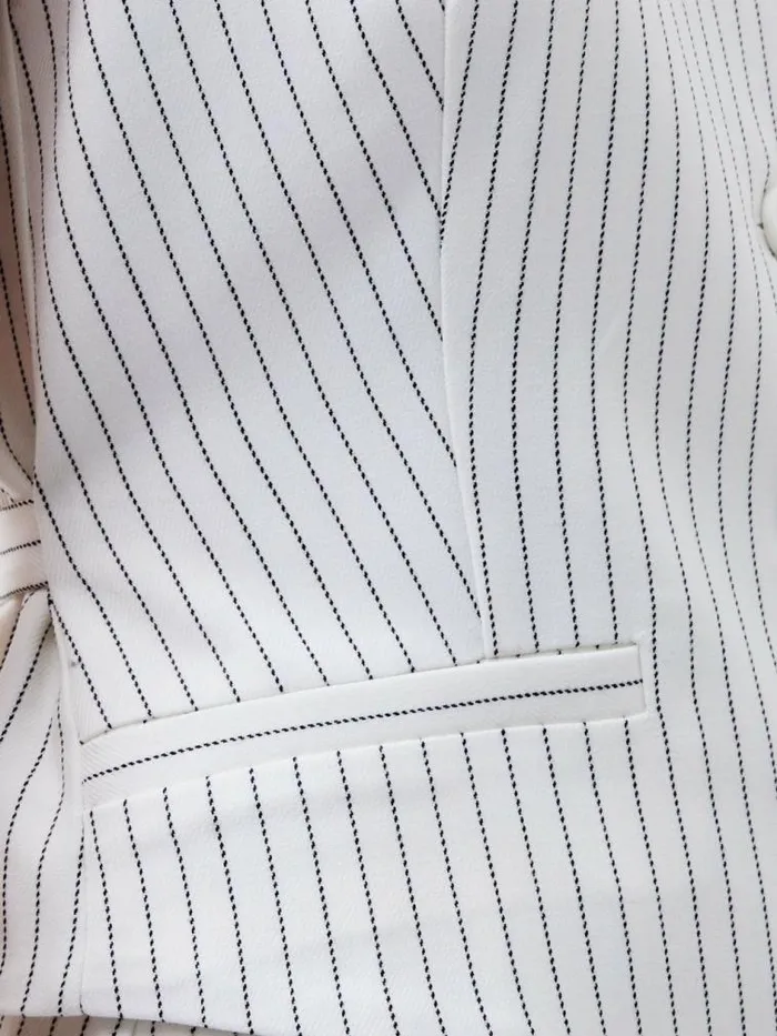 French Connection Pinstripe Cropped Waistcoat Whiteblack Women Coats and Jackets