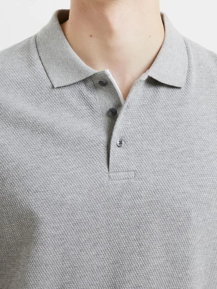 French Connection Popcorn Polo Shirt Light Grey Mel Men TShirts and Polo Shirts