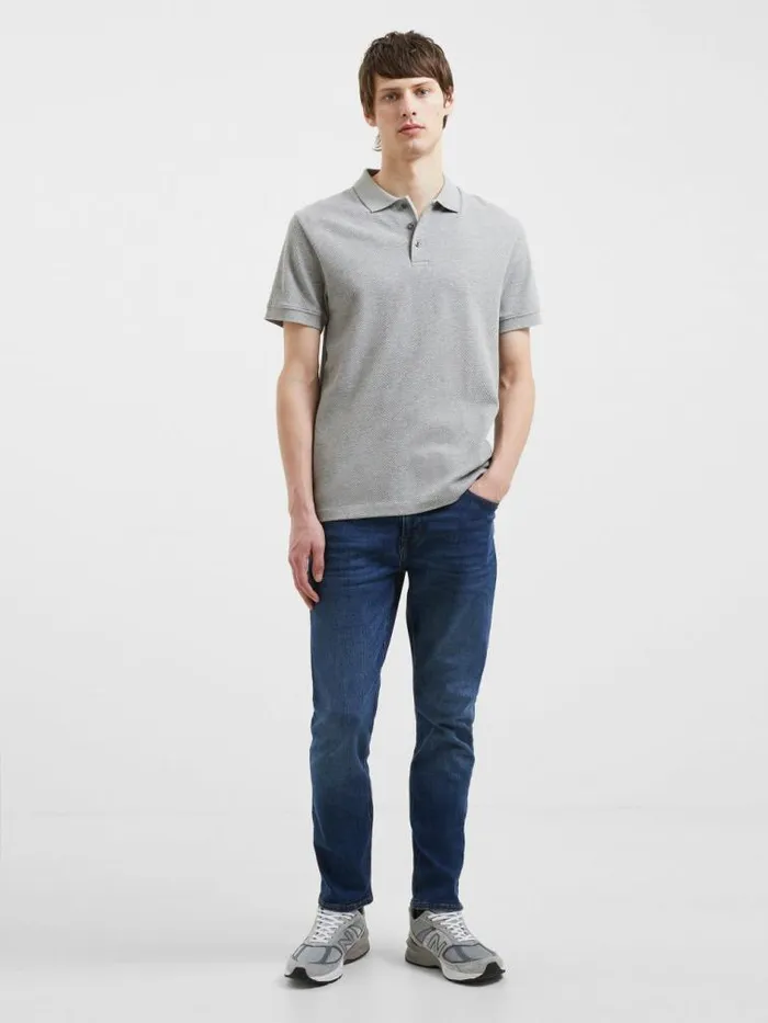 French Connection Popcorn Polo Shirt Light Grey Mel Men TShirts and Polo Shirts