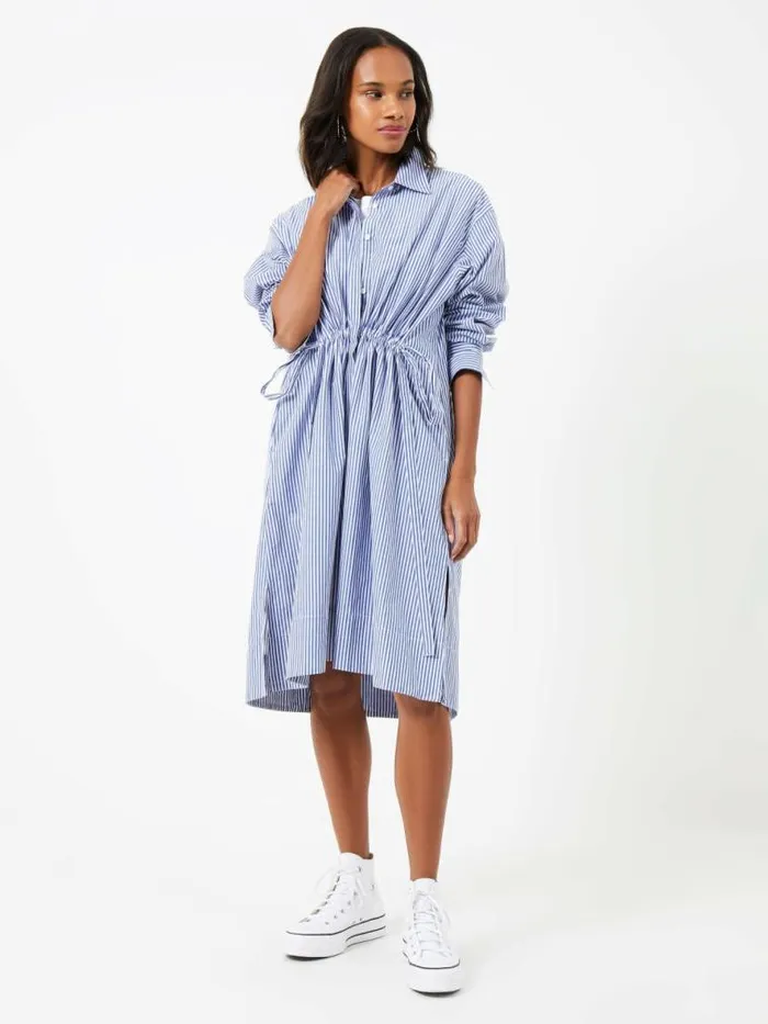 French Connection Rhodes Stripe Poplin Shirt Dress Linen Whitemarine Women Dresses French Connection Rhodes Stripe Poplin Shirt Dress Linen Whitemarine Women Dresses