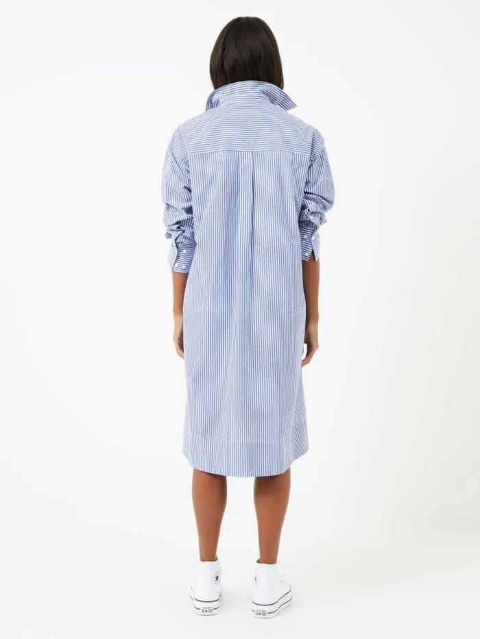 French Connection Rhodes Stripe Poplin Shirt Dress Linen Whitemarine Women Dresses