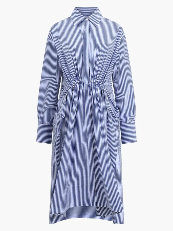 French Connection Rhodes Stripe Poplin Shirt Dress Linen Whitemarine Women Dresses