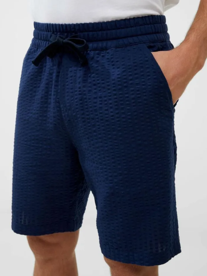 French Connection Seersucker Shorts Navy Men Shorts