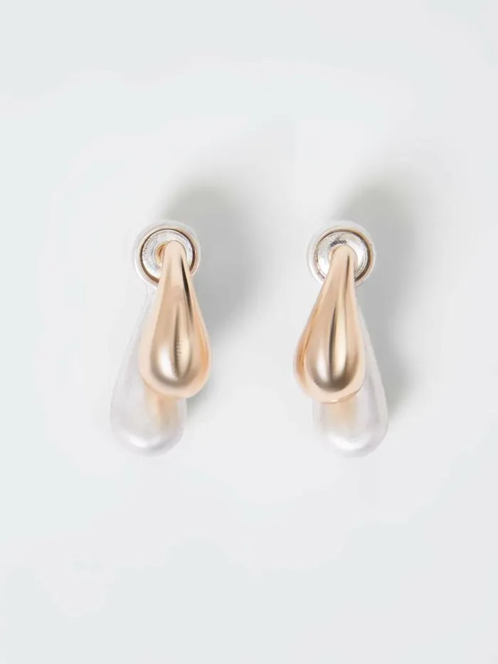 French Connection Small Double TwoTone Teardrop Earrings Silvergold Women Jewellery