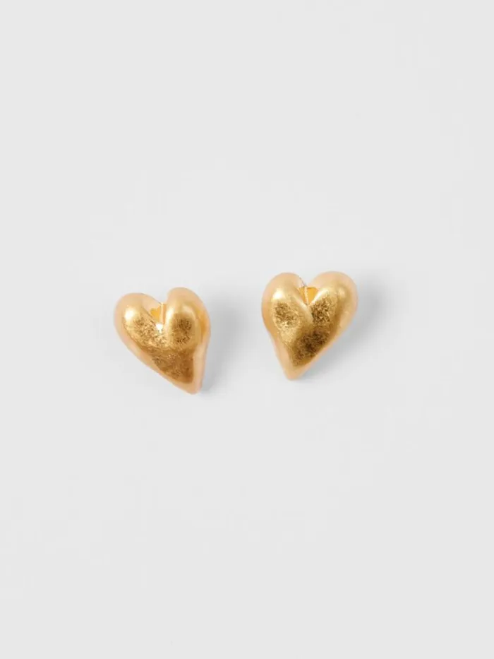 French Connection Small Heart Stud Earrings Gold Women Jewellery