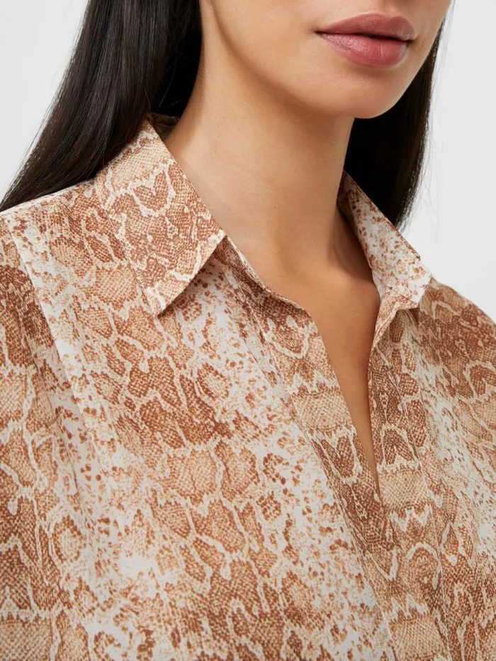 French Connection Snake Smooth Georgette Popover Shirt Snake Women Tops