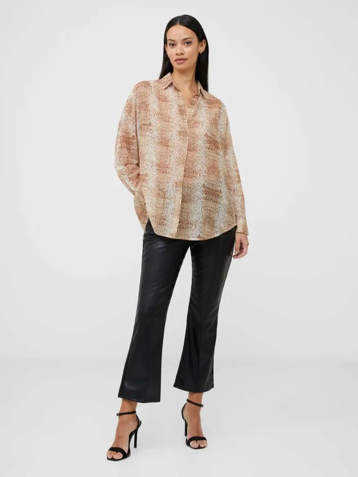 French Connection Snake Smooth Georgette Popover Shirt Snake Women Tops