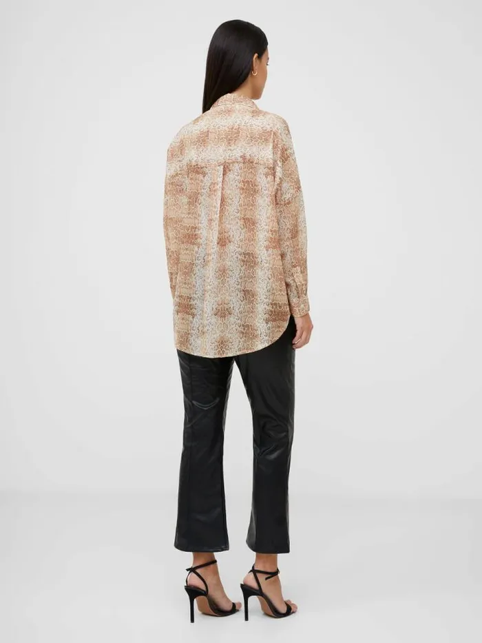 French Connection Snake Smooth Georgette Popover Shirt Snake Women Tops