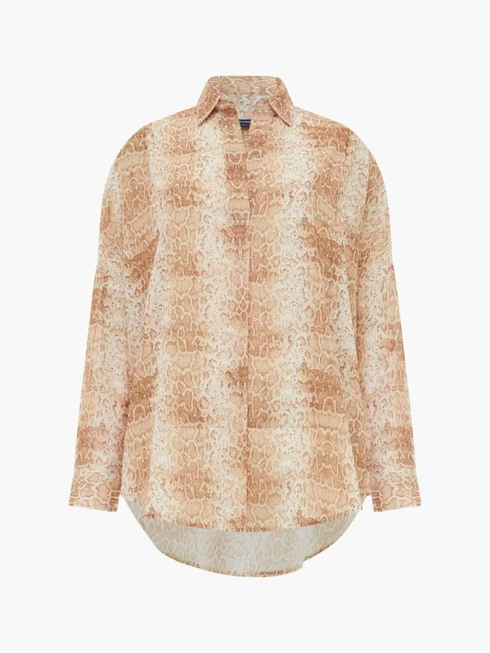 French Connection Snake Smooth Georgette Popover Shirt Snake Women Tops
